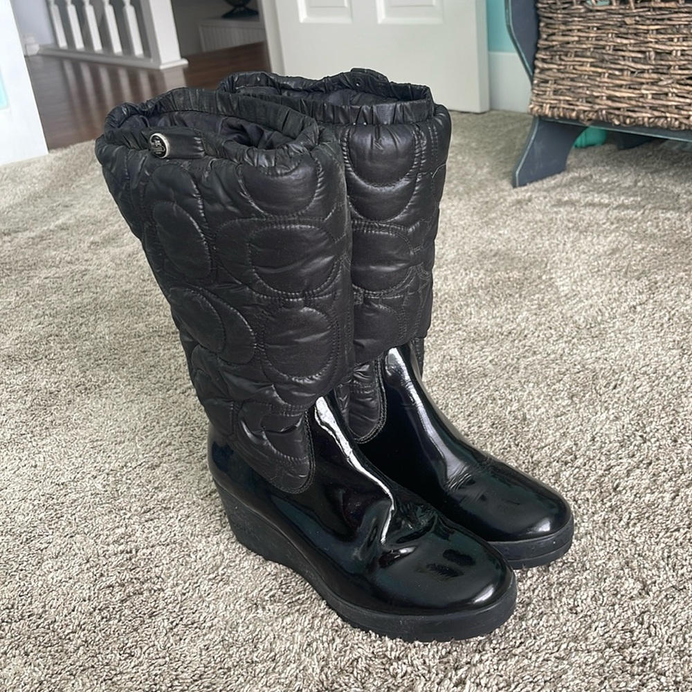 Coach Cantina Signature Quilted Wedge Boots Size 9B